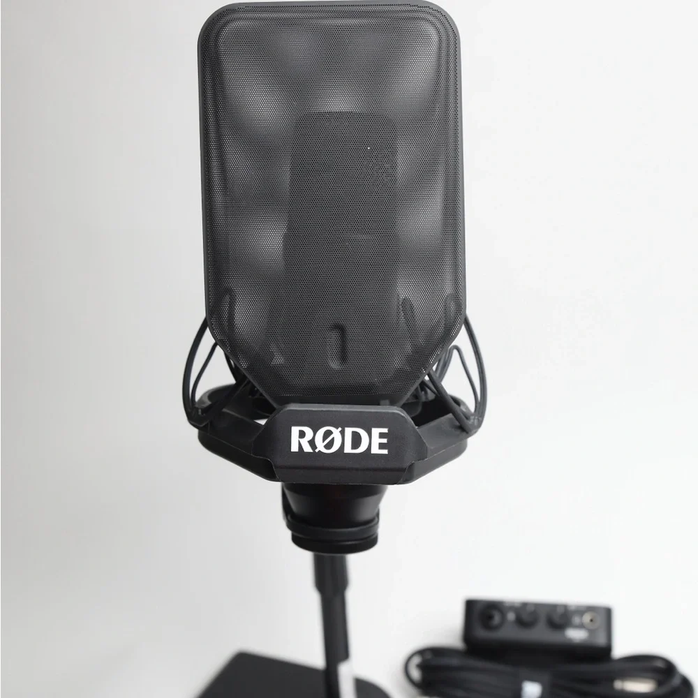 Sleek Black Microphone with Shock Mount